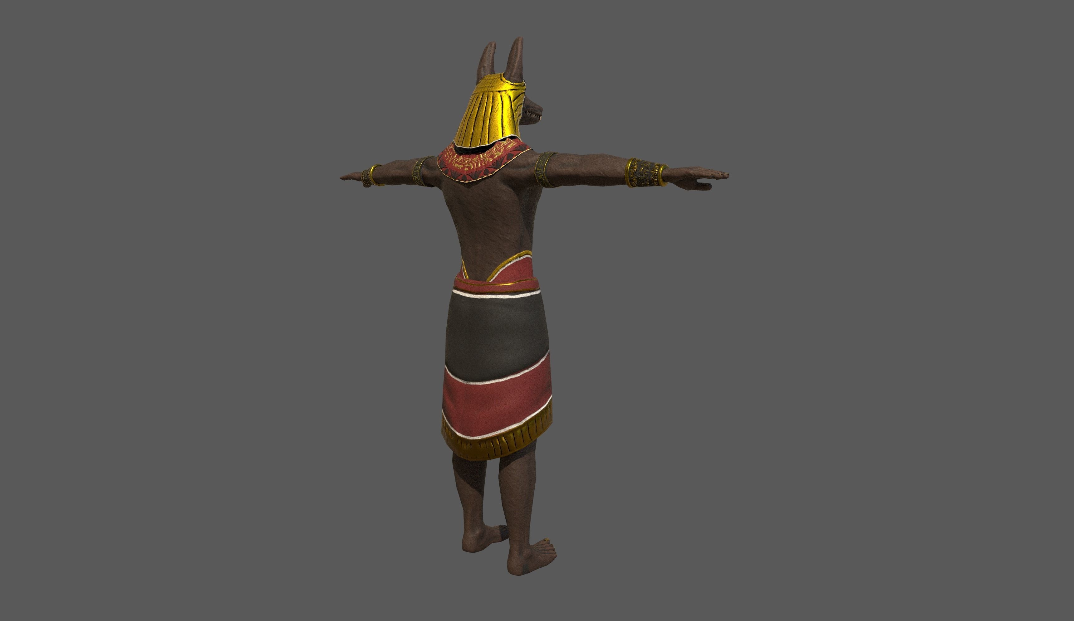 Anubis Fantasy Creature rigged and animated Low-poly 3D model_5