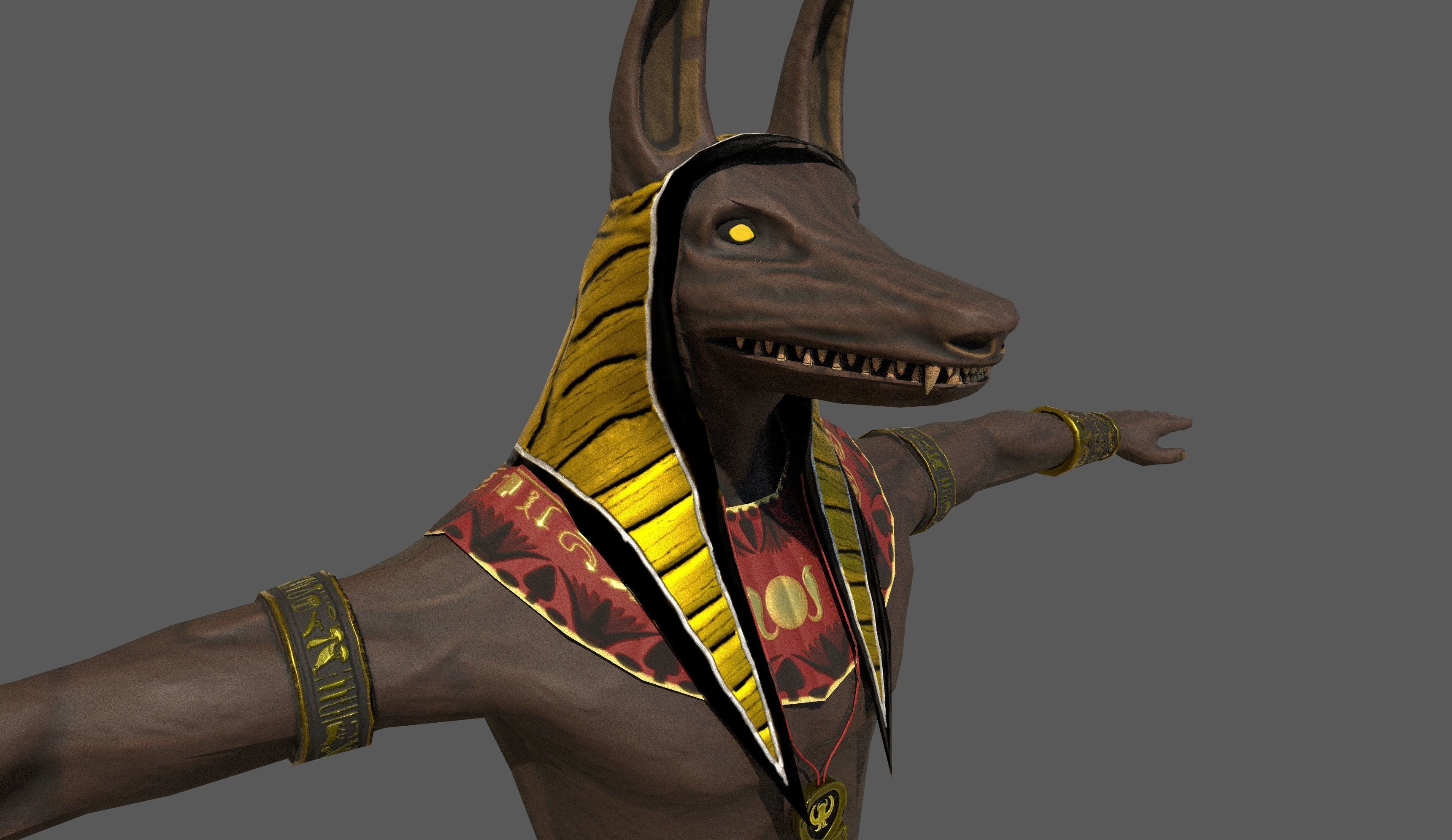 Anubis Fantasy Creature rigged and animated Low-poly 3D model_12