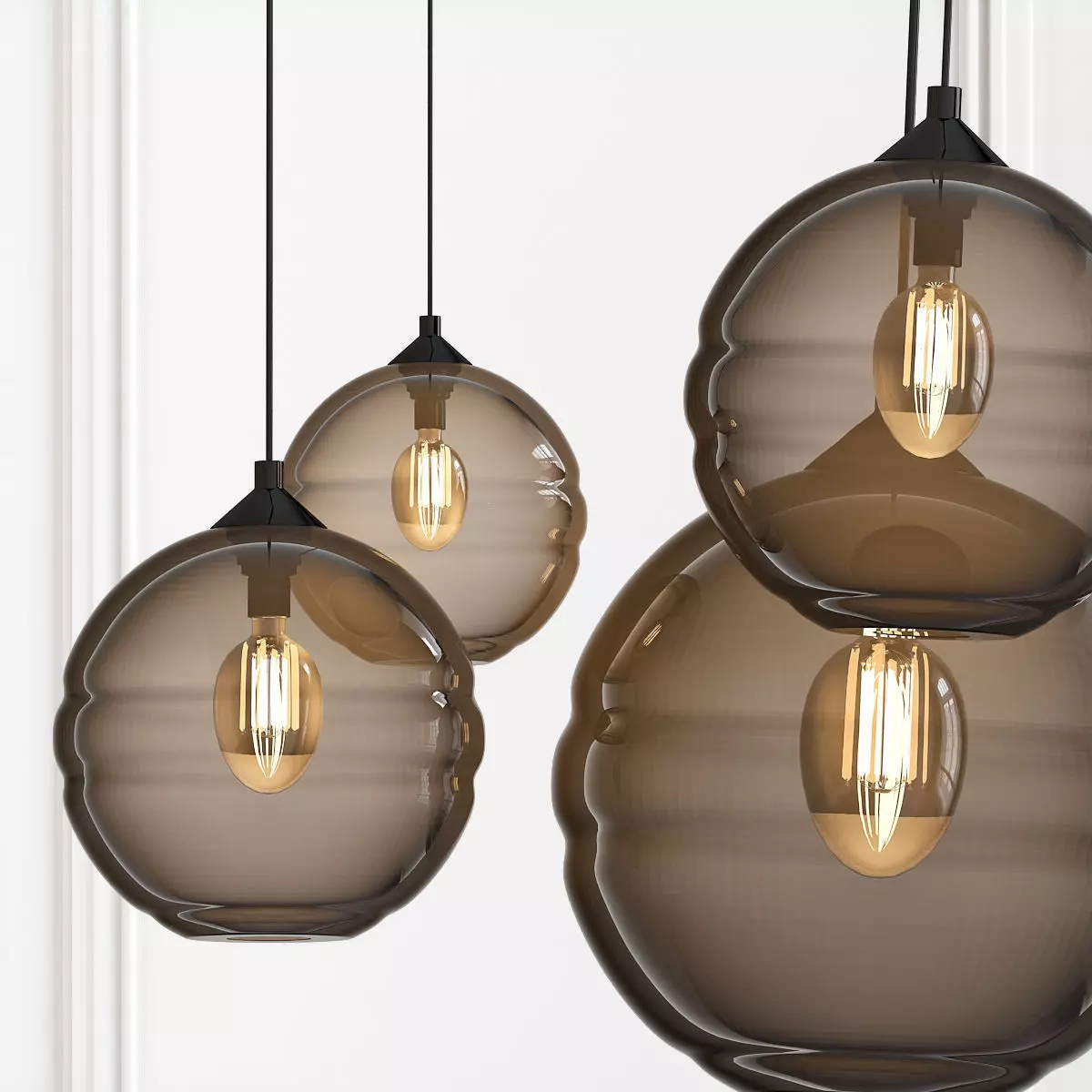 Blown Glass Clear Band Pendant 3D model_0