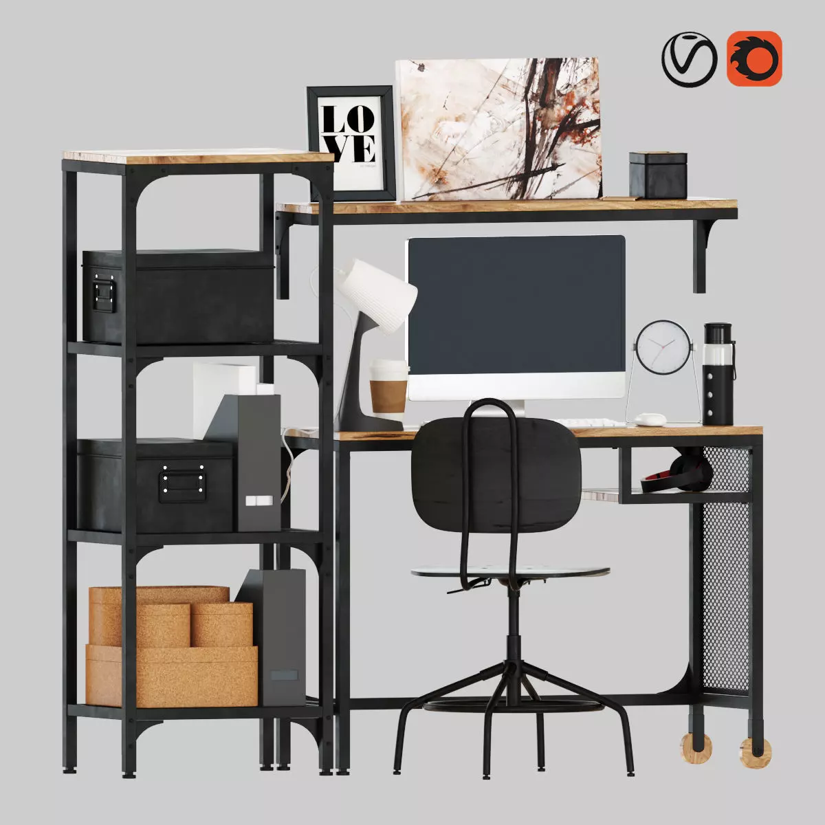fjallbo working table set 3D model_0