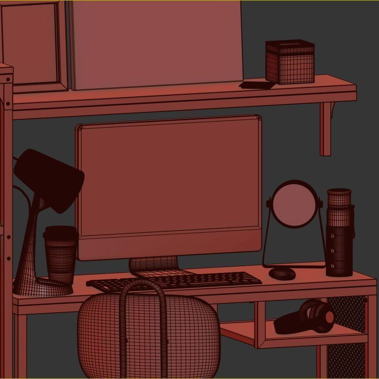 fjallbo working table set 3D model_4