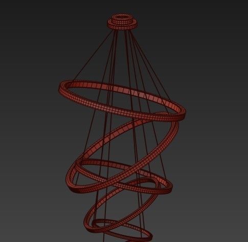 LED Swirl Six Ring Chandelier Pendant Light 3D model_1