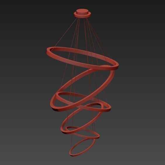 LED Swirl Six Ring Chandelier Pendant Light 3D model_4