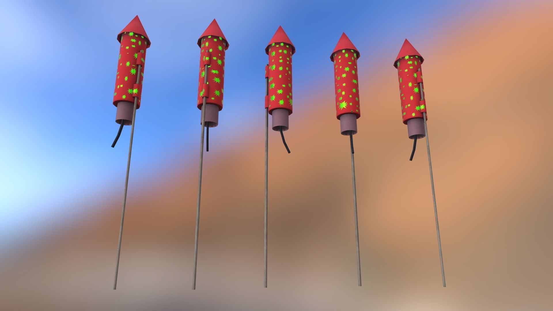 Fireworks Low-poly 3D model_3
