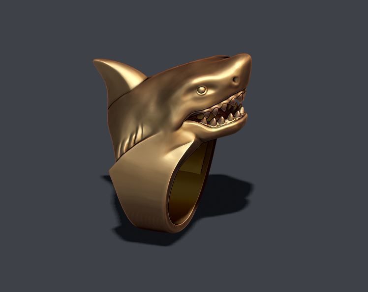 Shark ring 3D print model_4