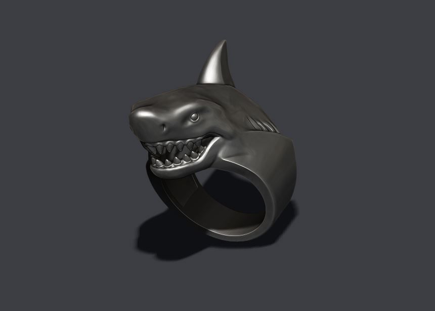 Shark ring 3D print model_6