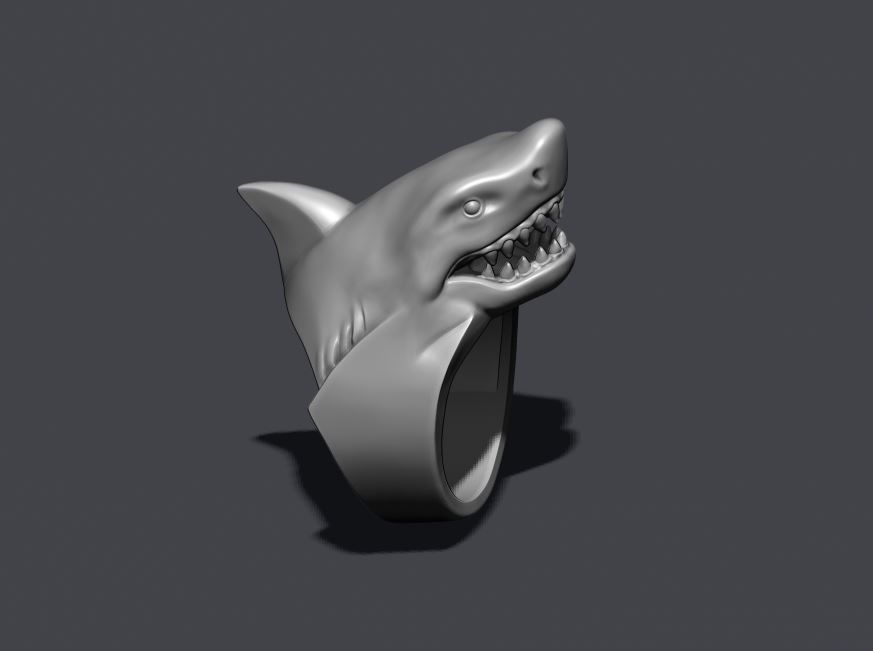 Shark ring 3D print model_5