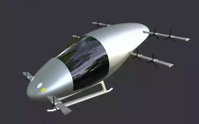 Low Poly Simple Cartoon Flying Car Low-poly 3D model