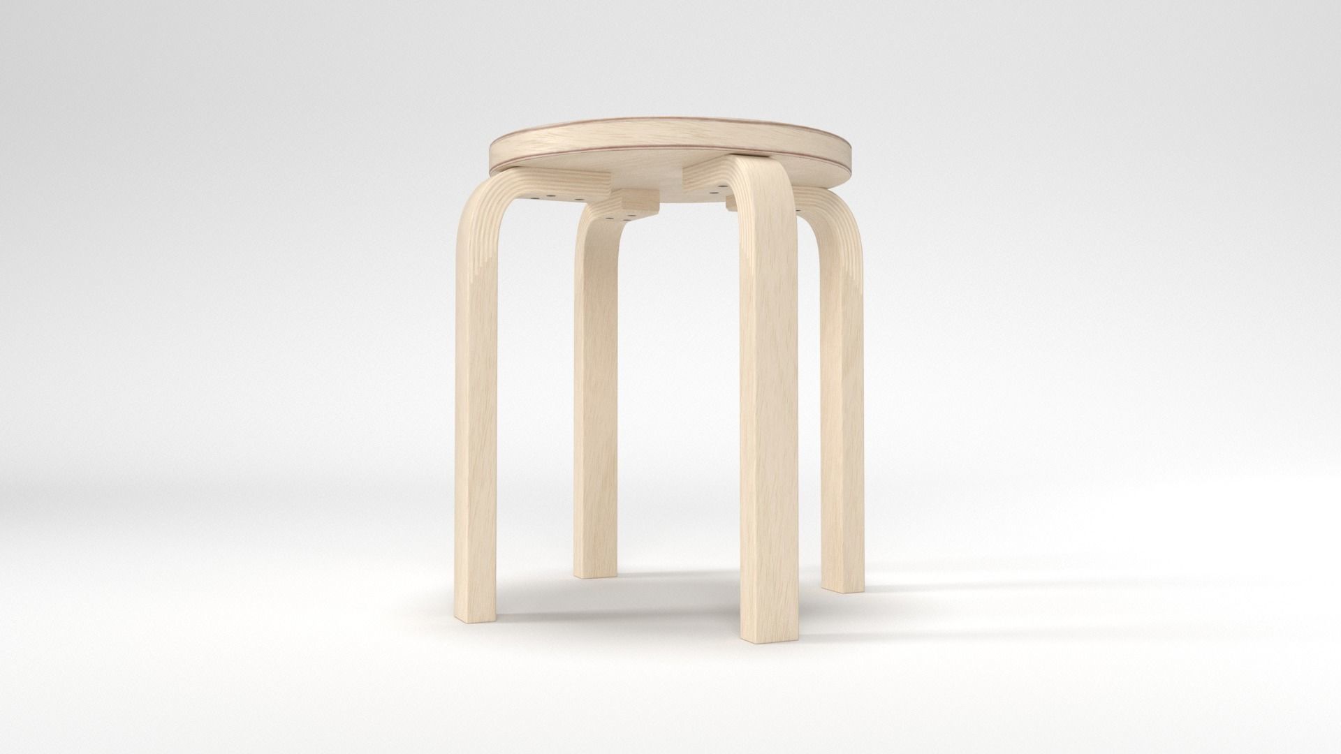 STOOL 60 Low-poly 3D model_4
