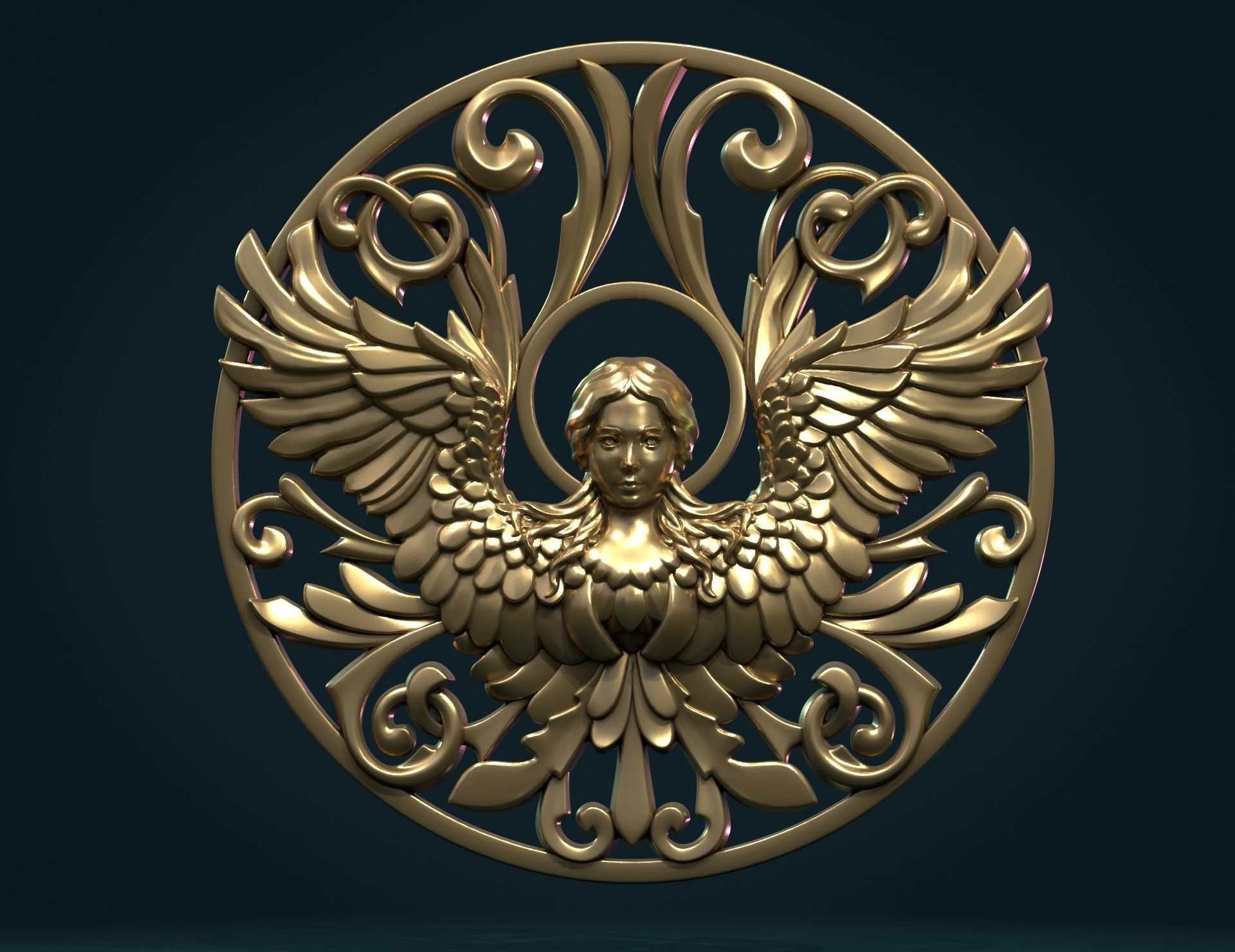 Angel relief Tracery 3D print model_3