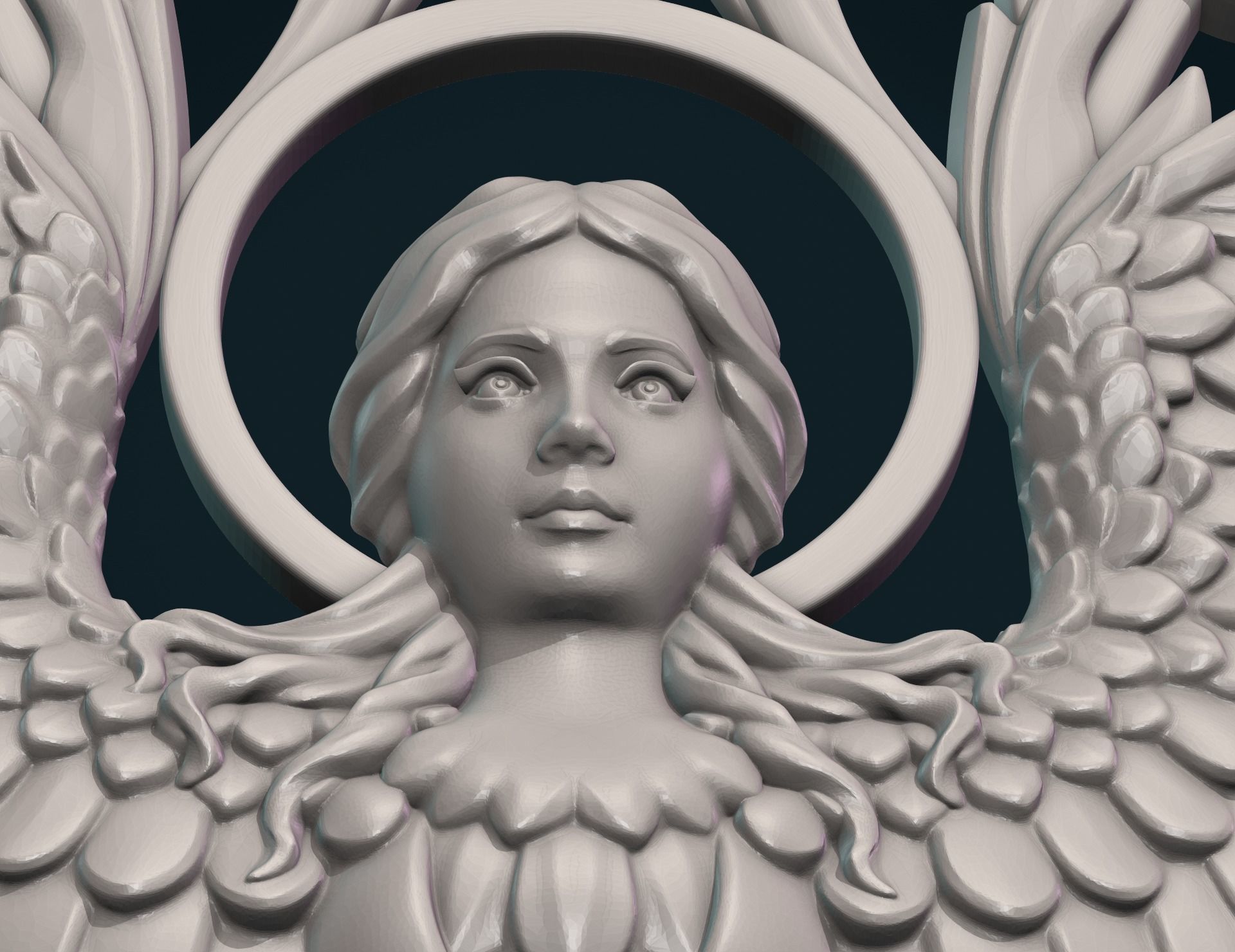 Angel relief Tracery 3D print model_14