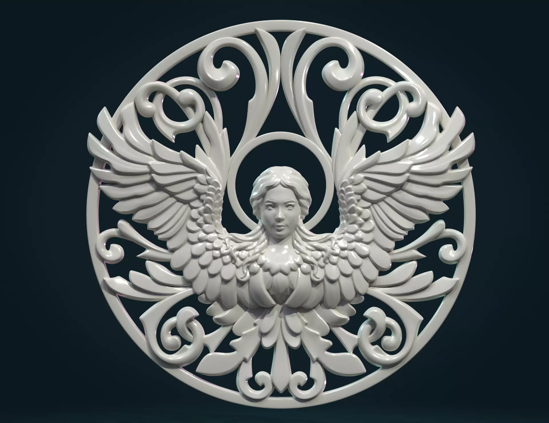 Angel relief Tracery 3D print model_0