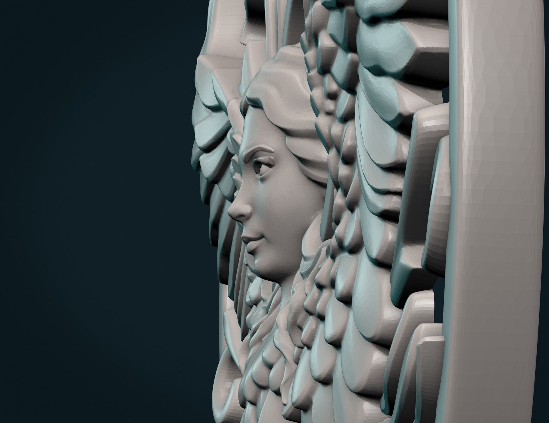Angel relief Tracery 3D print model_15