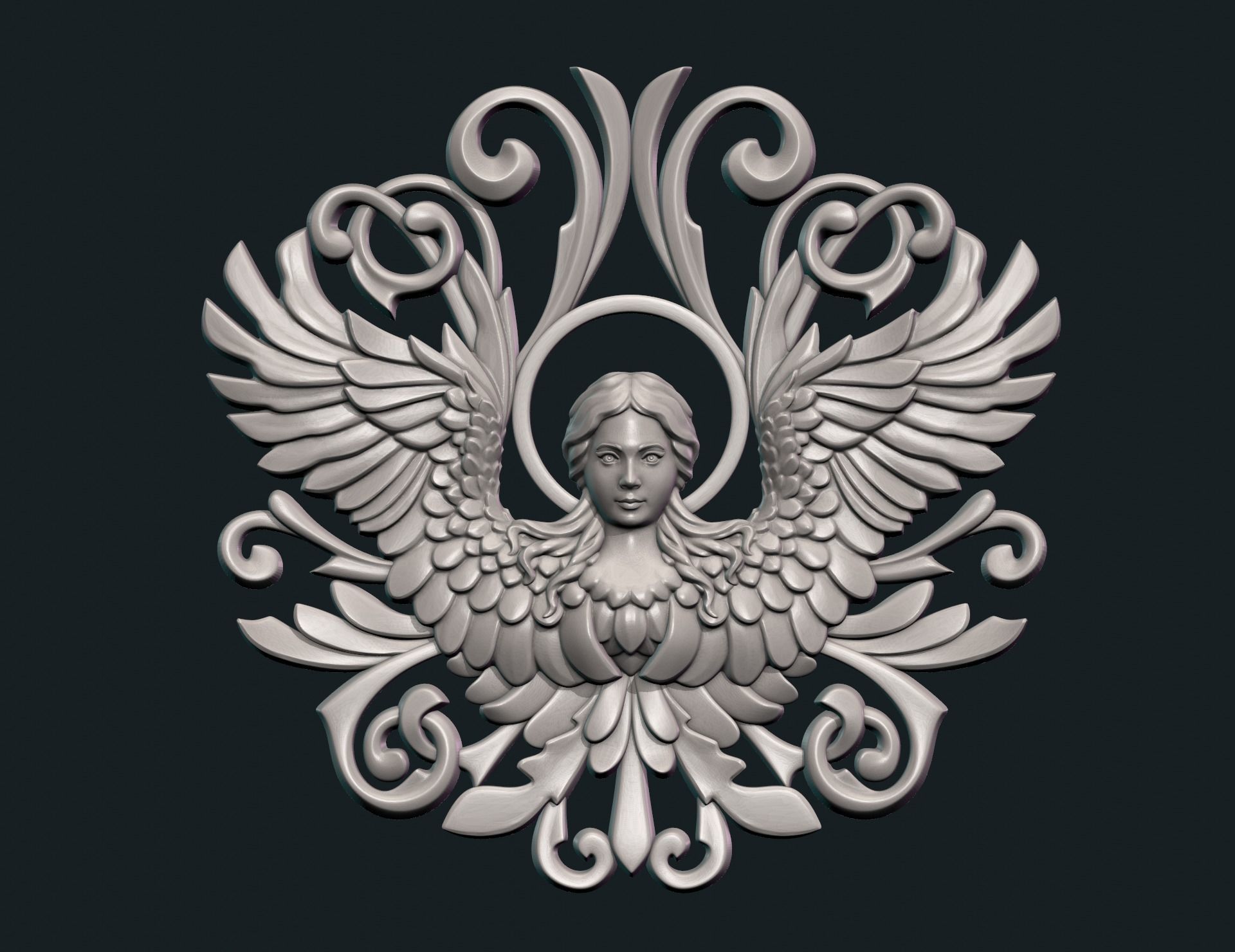 Angel relief Tracery 3D print model_4