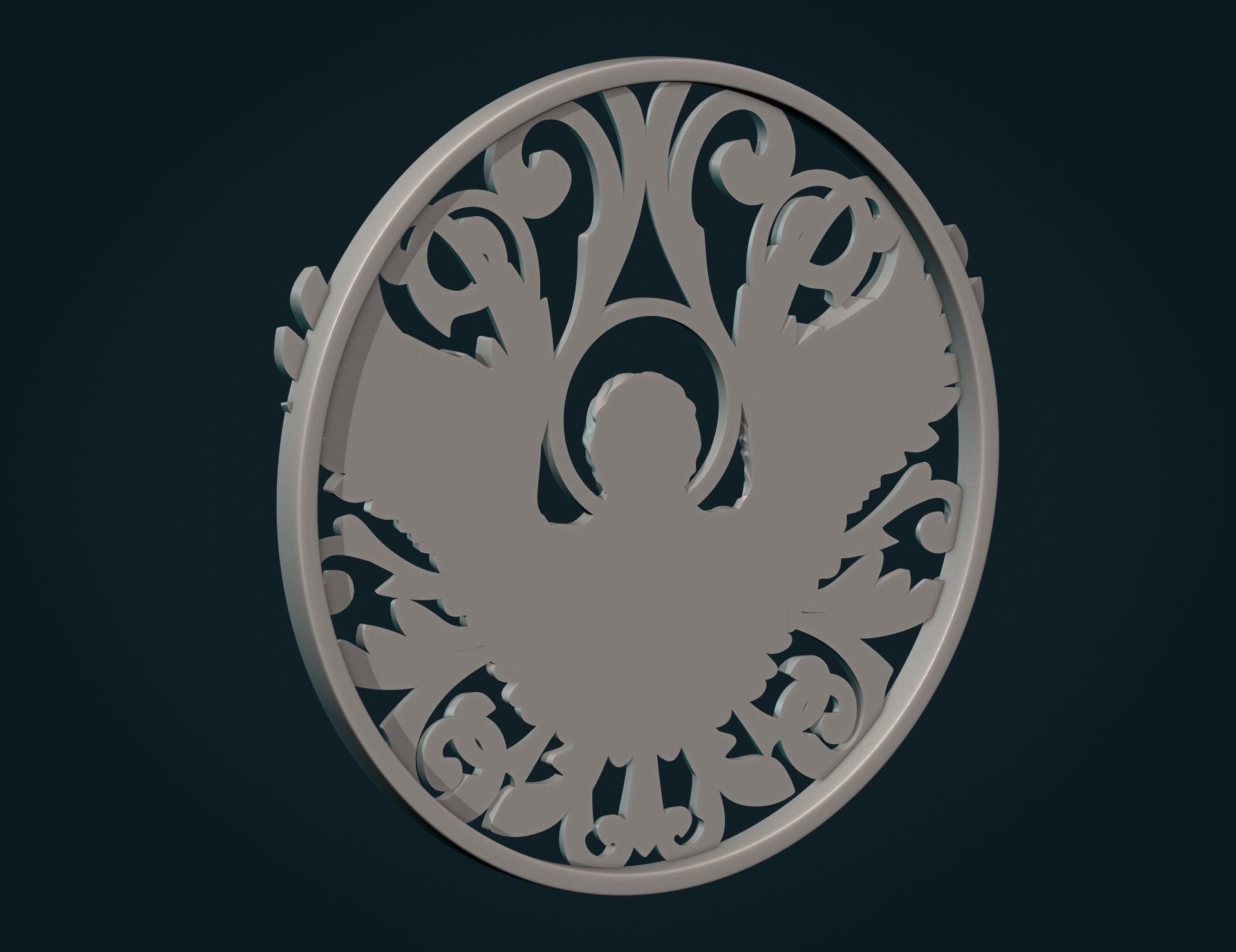 Angel relief Tracery 3D print model_12