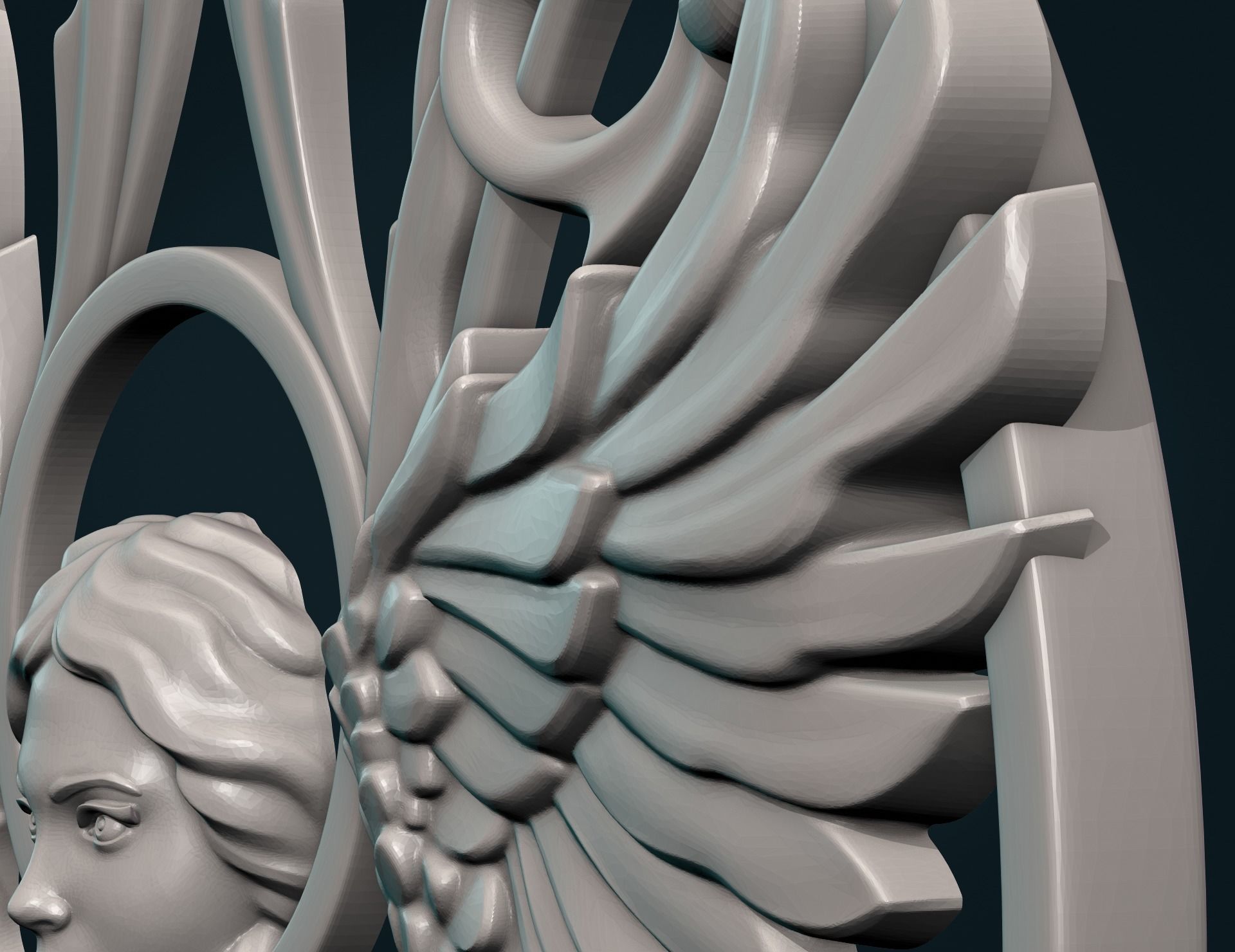 Angel relief Tracery 3D print model_16
