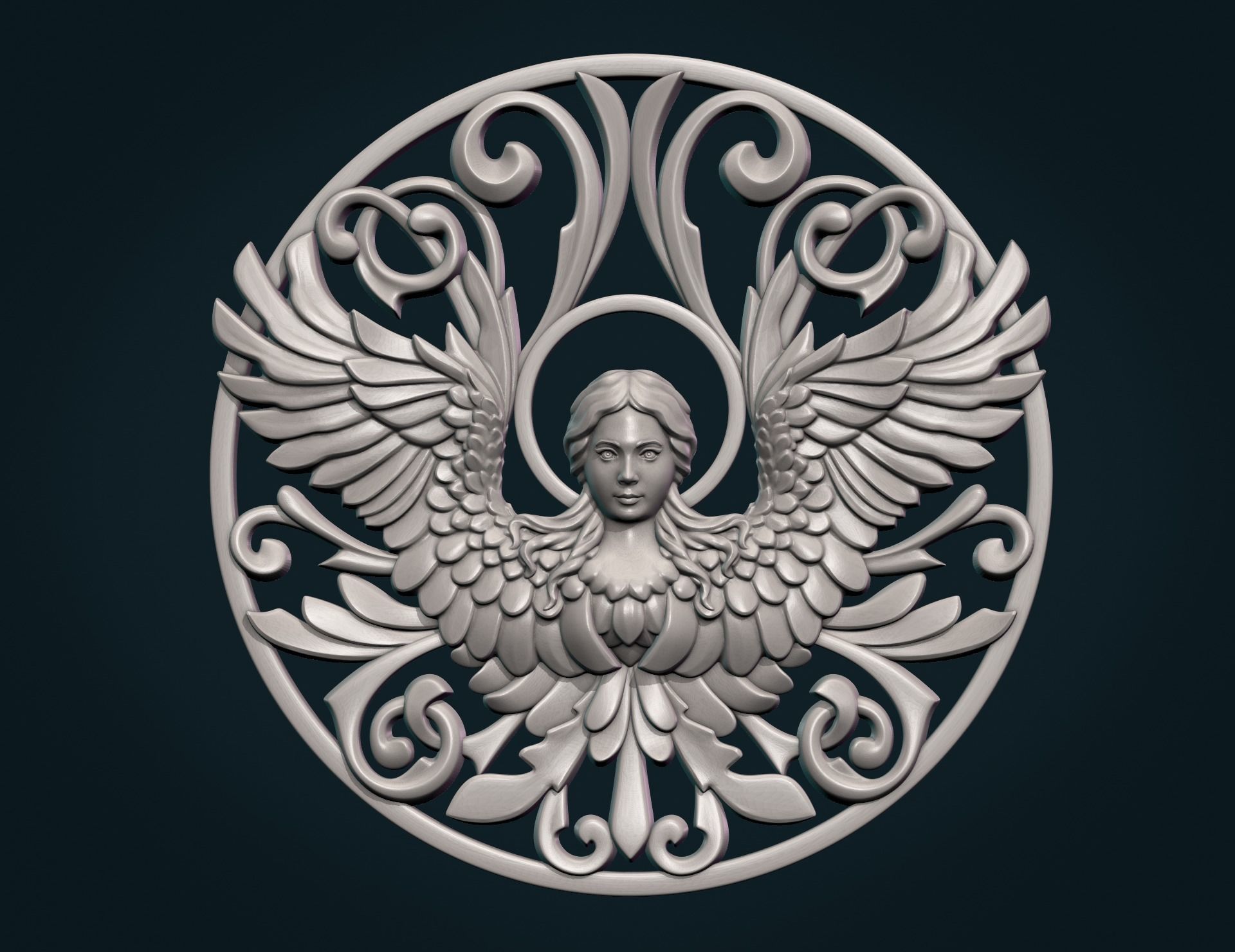 Angel relief Tracery 3D print model_11