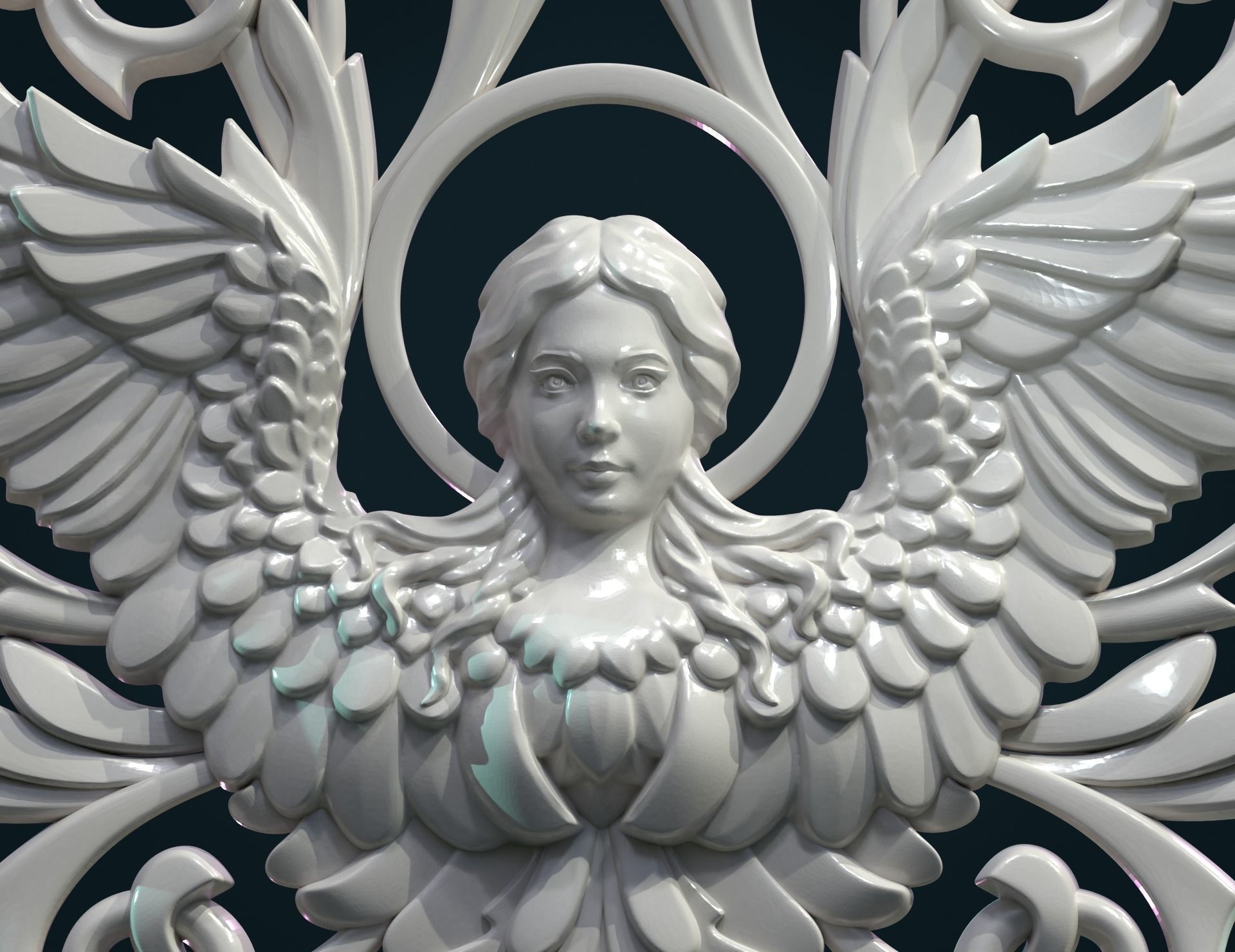 Angel relief Tracery 3D print model_8