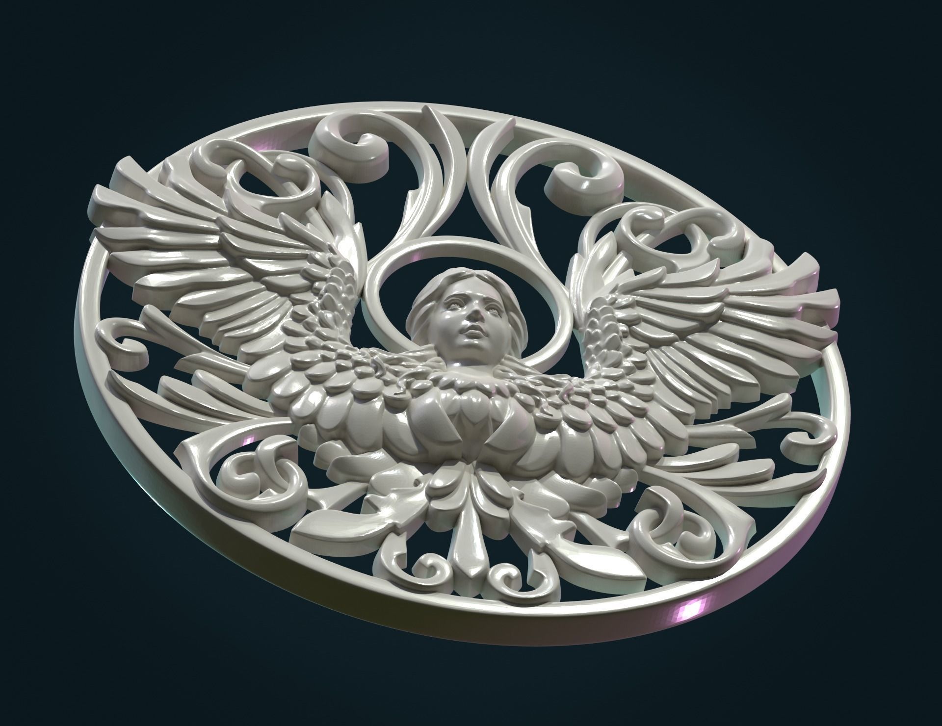 Angel relief Tracery 3D print model_5