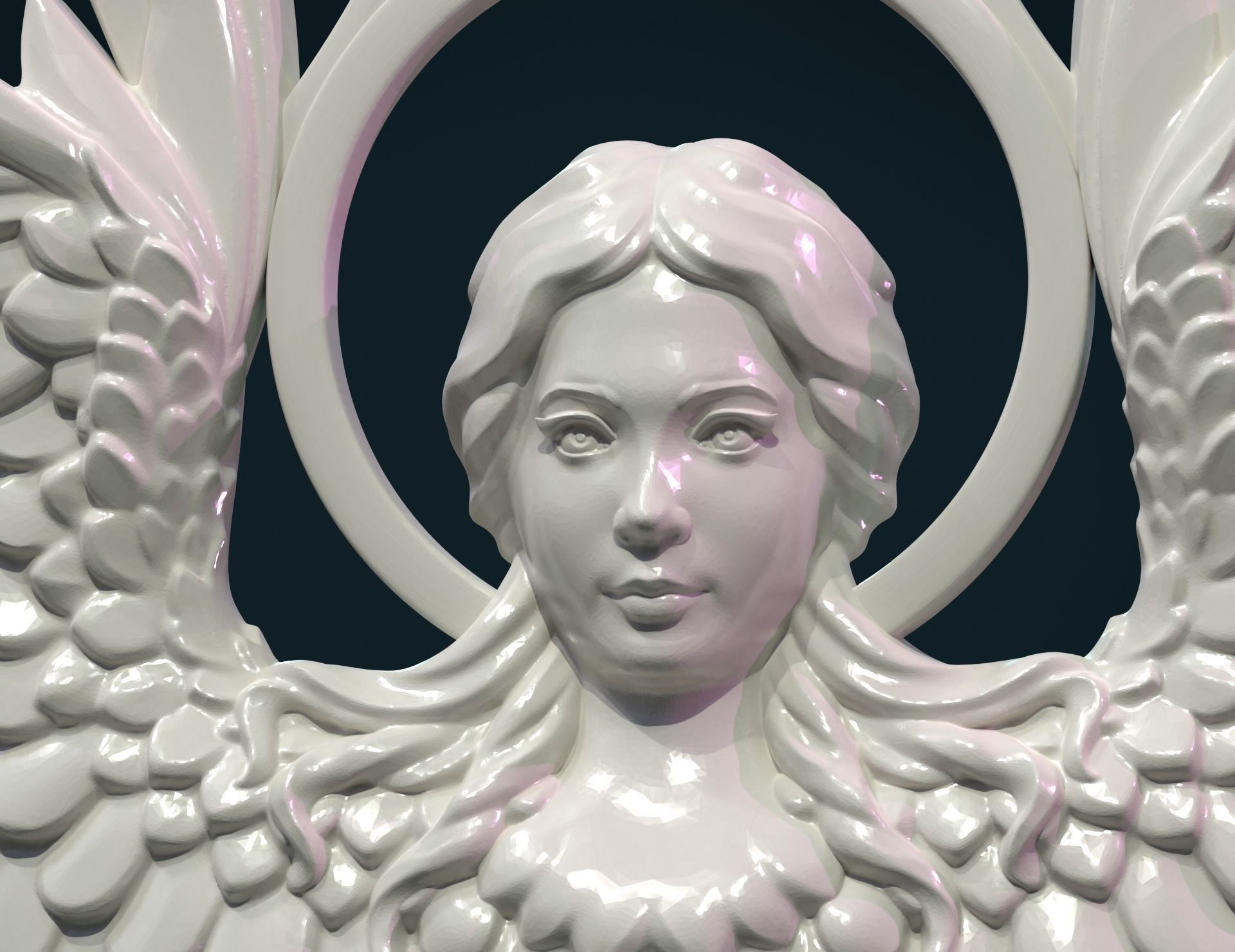 Angel relief Tracery 3D print model_7