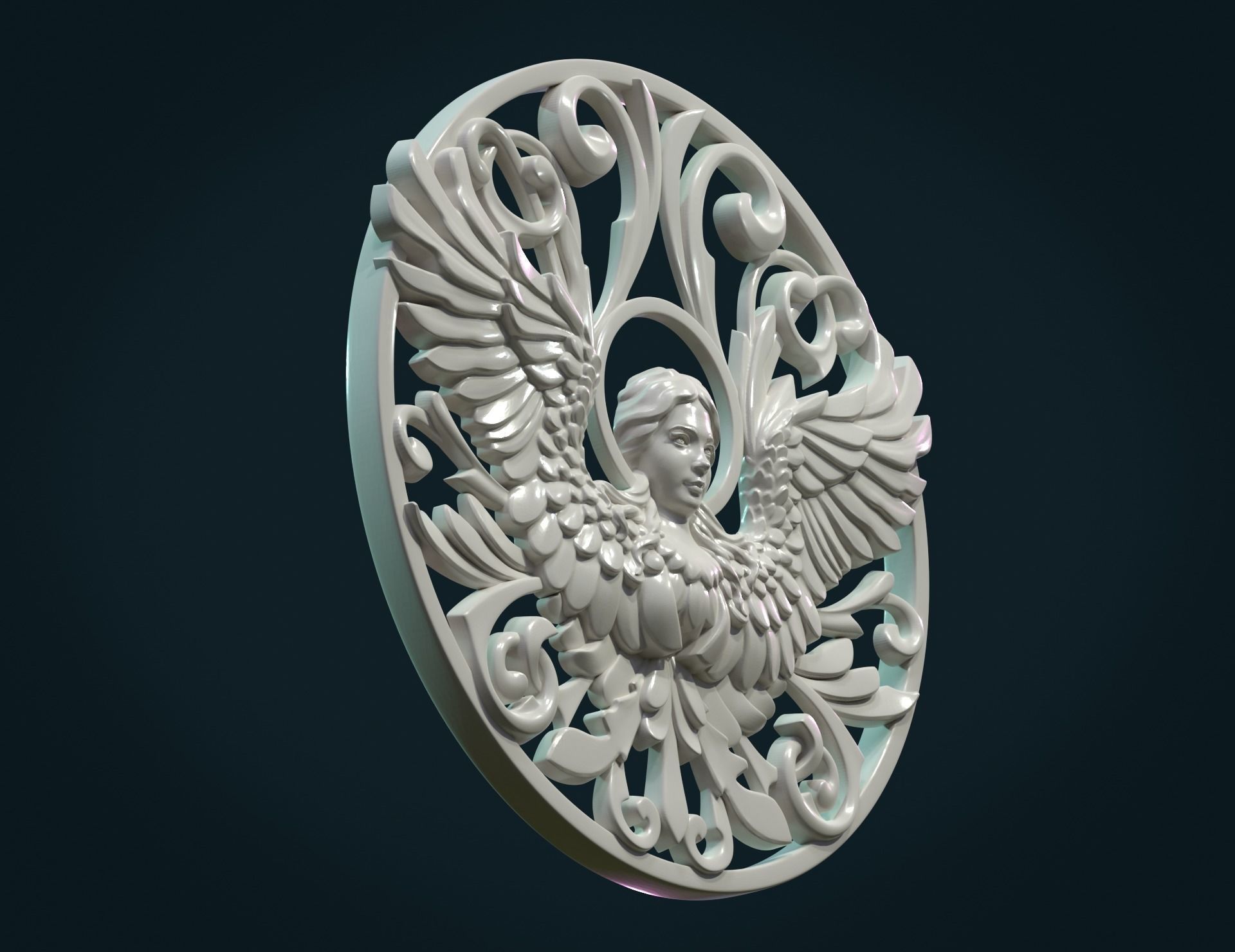 Angel relief Tracery 3D print model_2
