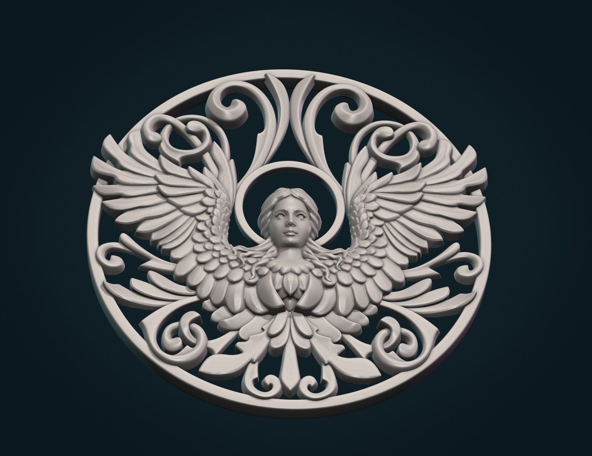 Angel relief Tracery 3D print model_13