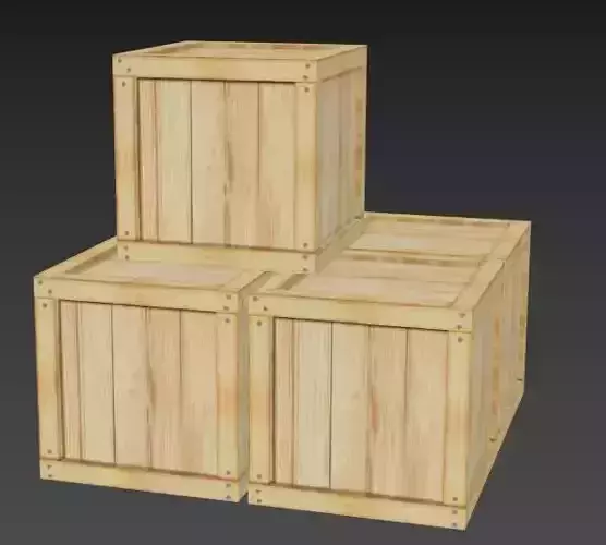 Wooden Boxes Low-poly 3D model