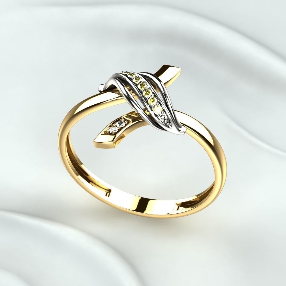 Golden Ring with Diamonds 3D print model_4