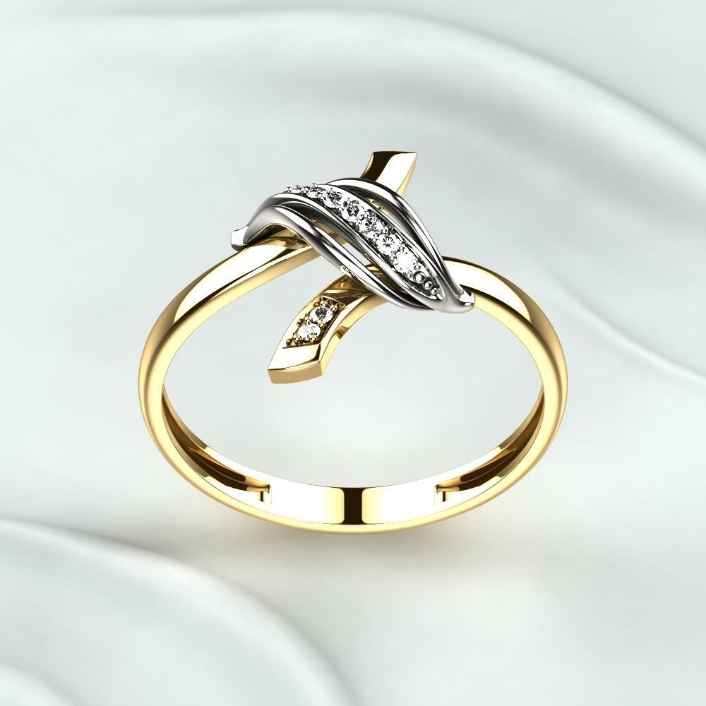 Golden Ring with Diamonds 3D print model_12
