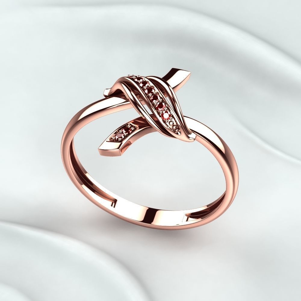 Golden Ring with Diamonds 3D print model_7