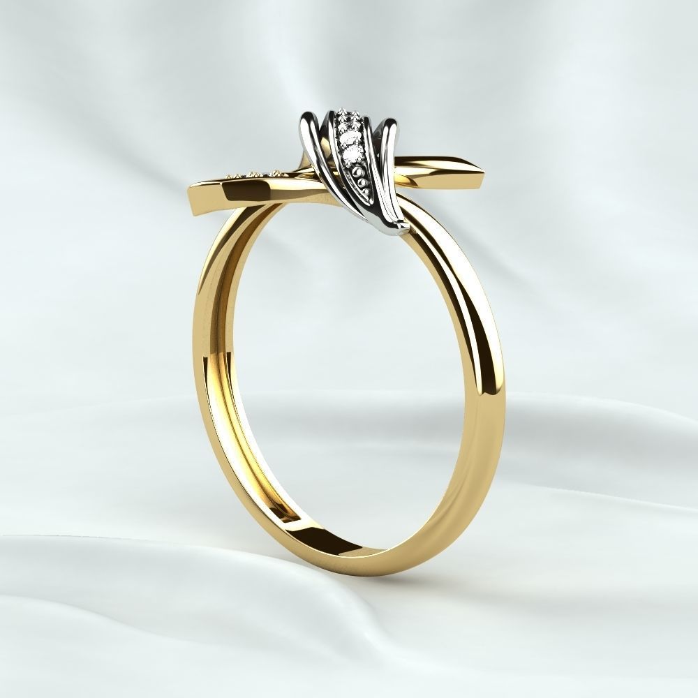 Golden Ring with Diamonds 3D print model_17