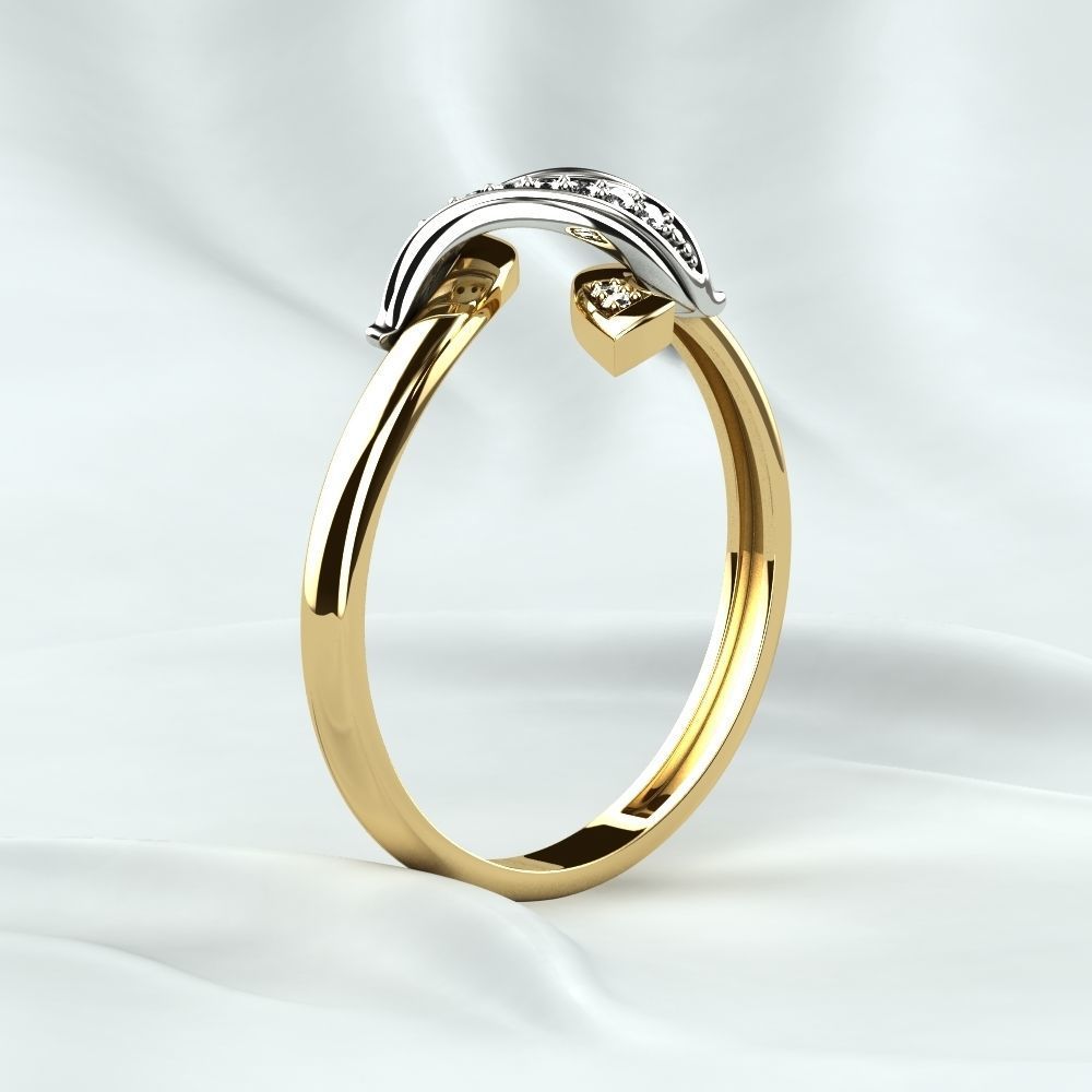 Golden Ring with Diamonds 3D print model_15