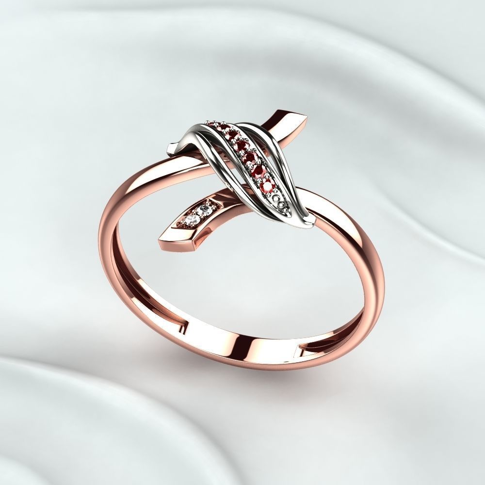 Golden Ring with Diamonds 3D print model_6