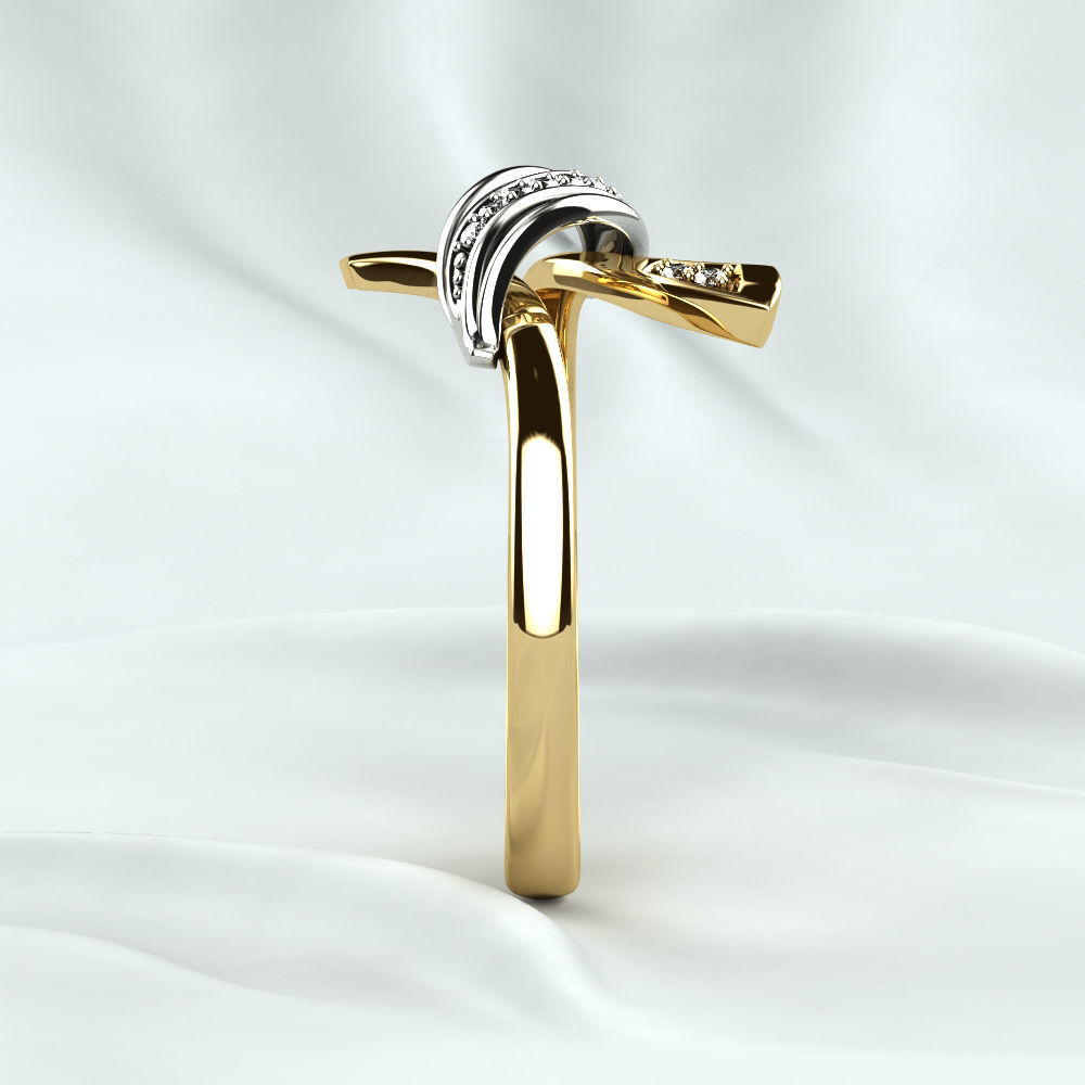 Golden Ring with Diamonds 3D print model_14