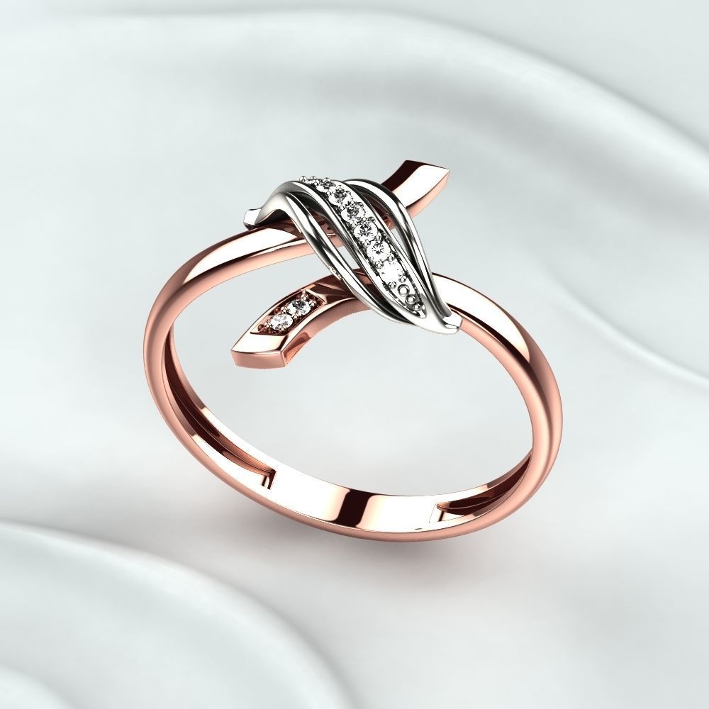 Golden Ring with Diamonds 3D print model_5