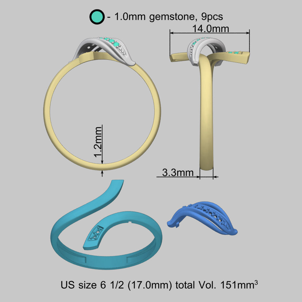 Golden Ring with Diamonds 3D print model_20