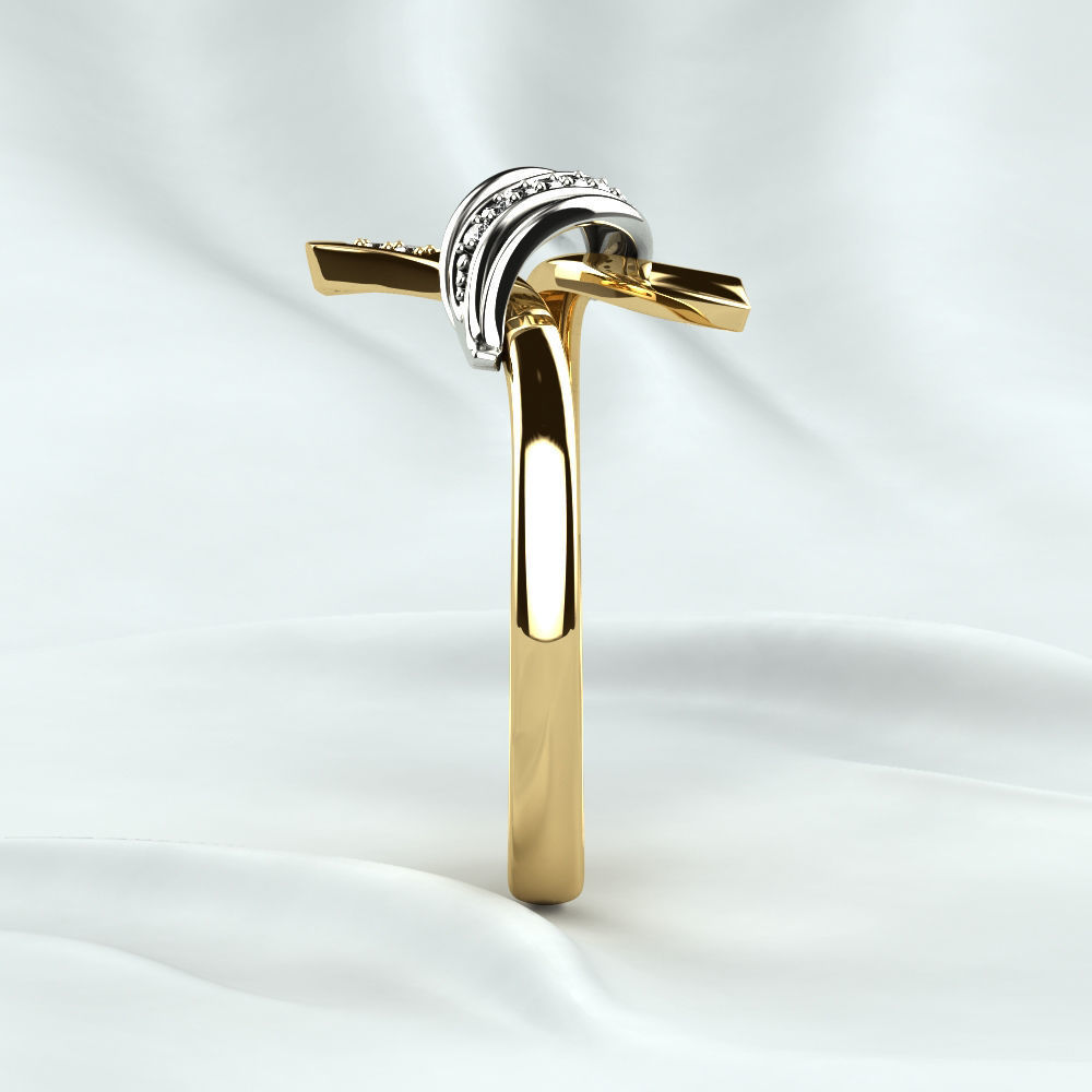 Golden Ring with Diamonds 3D print model_18