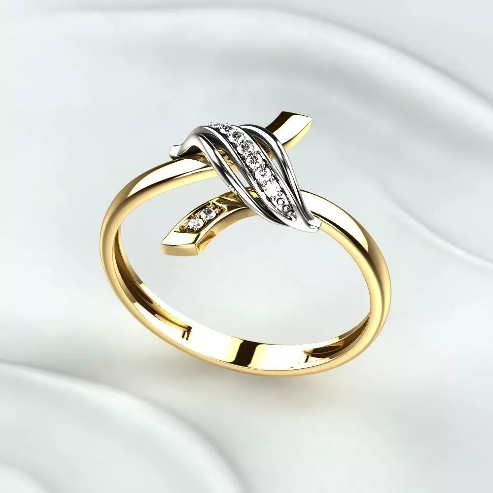 Golden Ring with Diamonds 3D print model_0