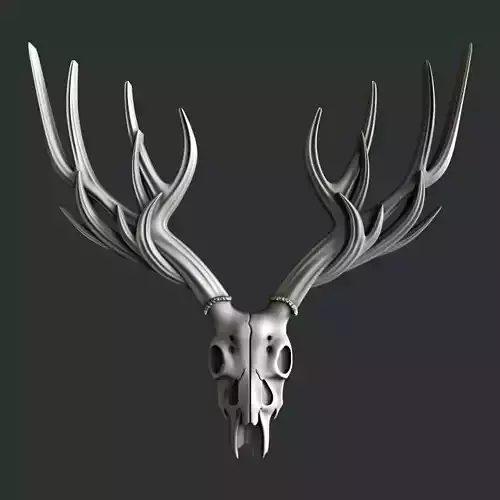 3d STL models for CNC router skull deer 3D model