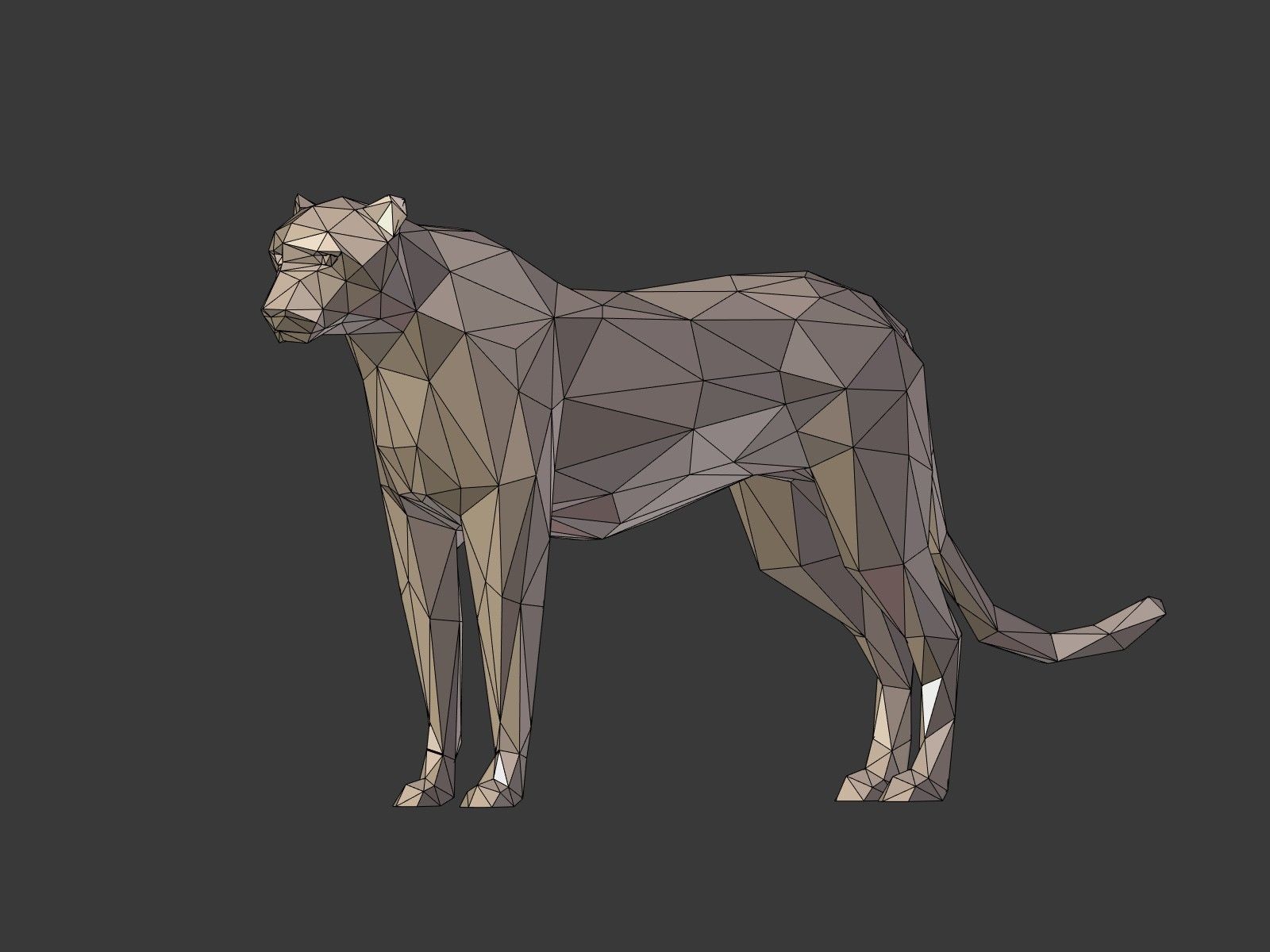 LowPoly Cartoon Cheetah Low-poly 3D model_4