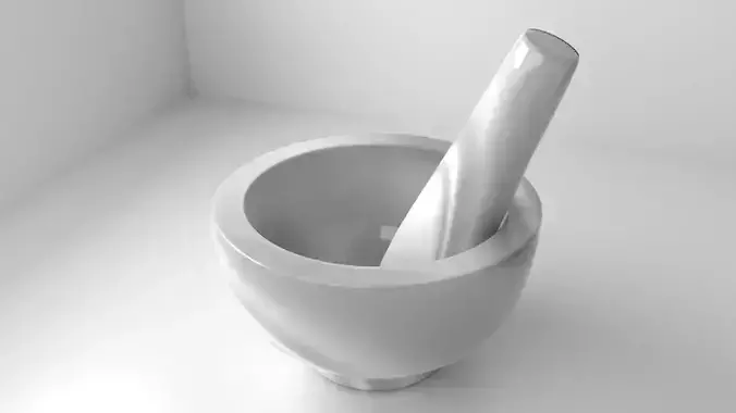 Marble Stone Mortar and Pestle 18 3D model