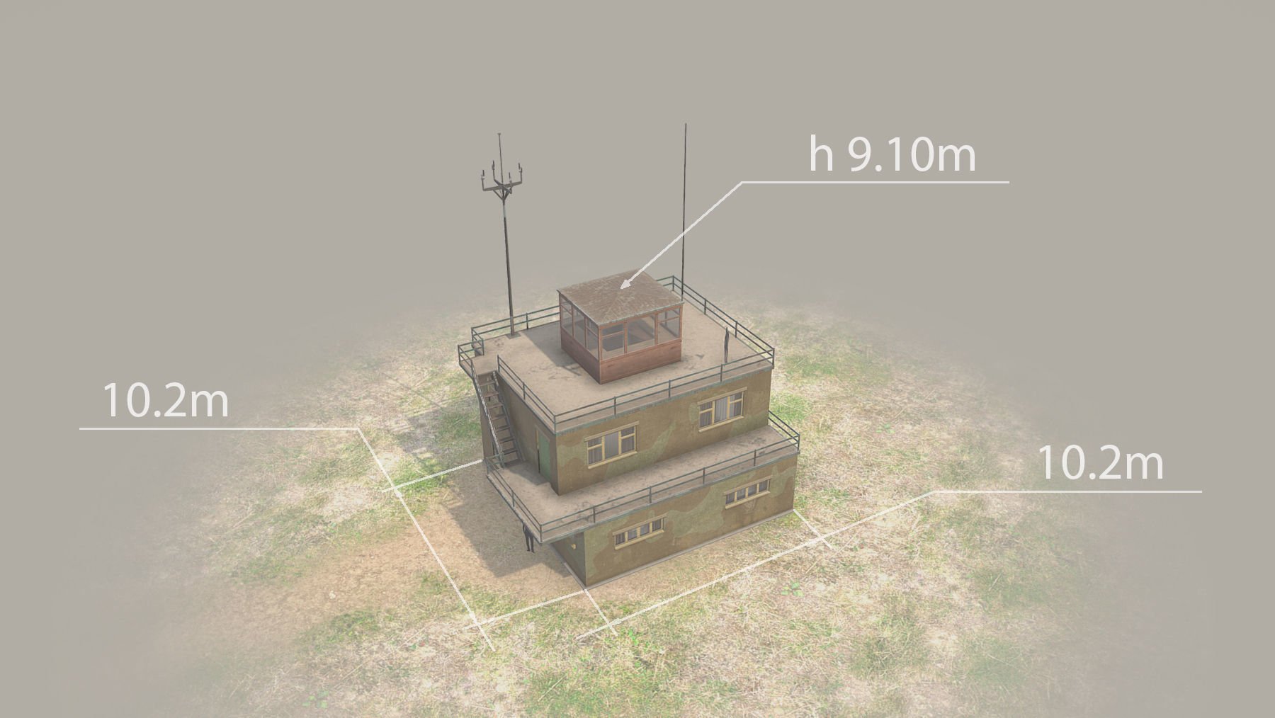 Airport ControlRoom 01 with Damage Low-poly 3D model_9