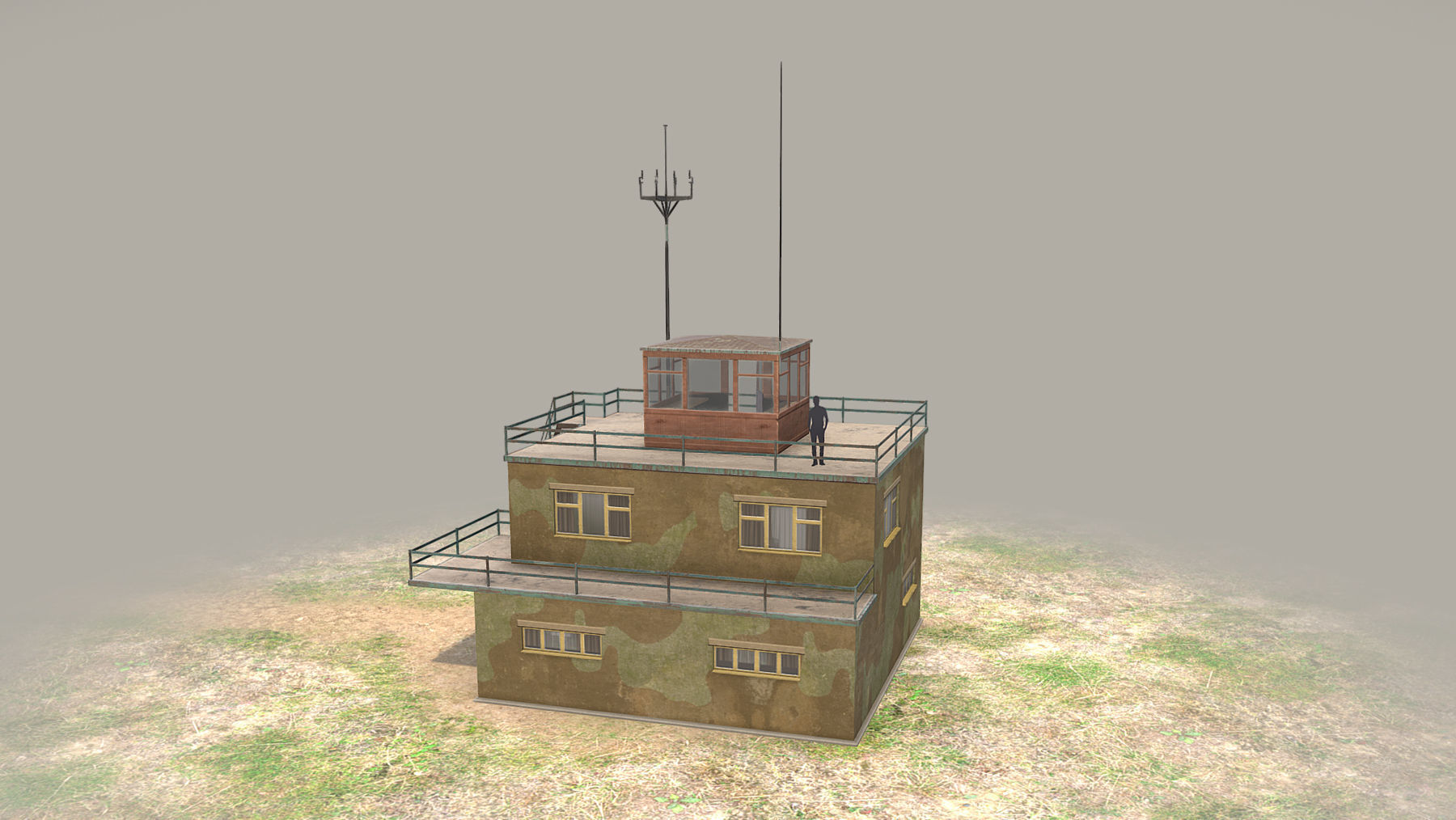 Airport ControlRoom 01 with Damage Low-poly 3D model_2