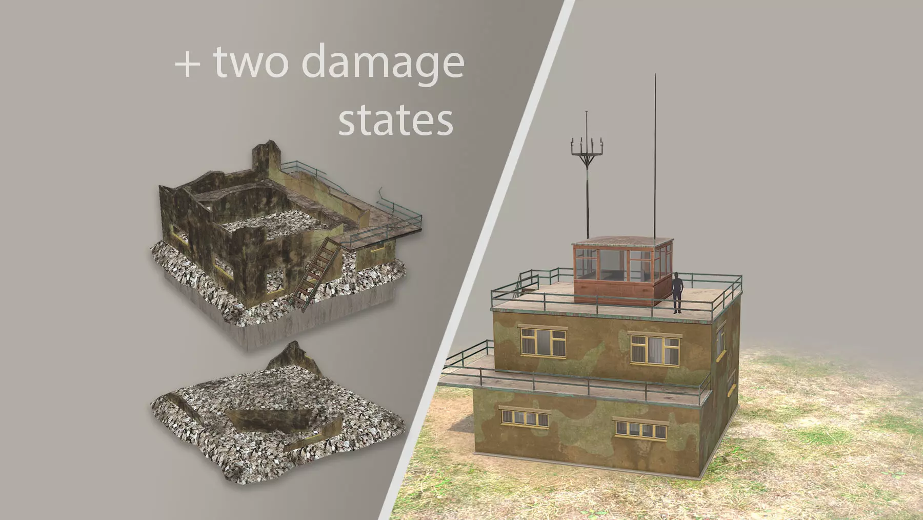 Airport ControlRoom 01 with Damage Low-poly 3D model_0