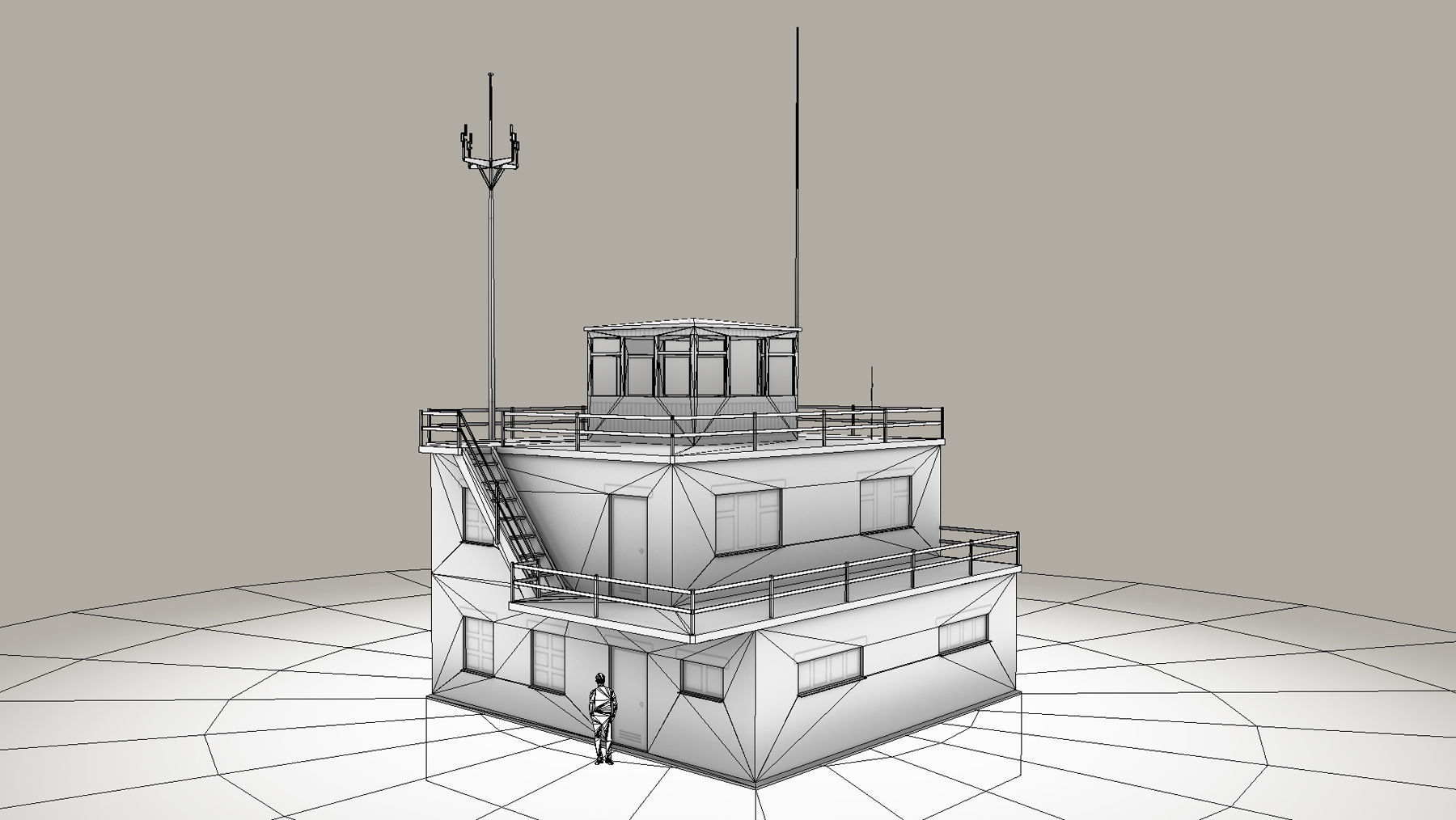 Airport ControlRoom 01 with Damage Low-poly 3D model_15