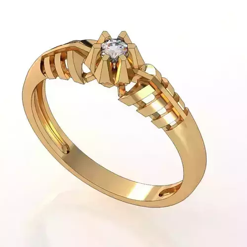 ring-111 silver ring with diamond in center 3D print model