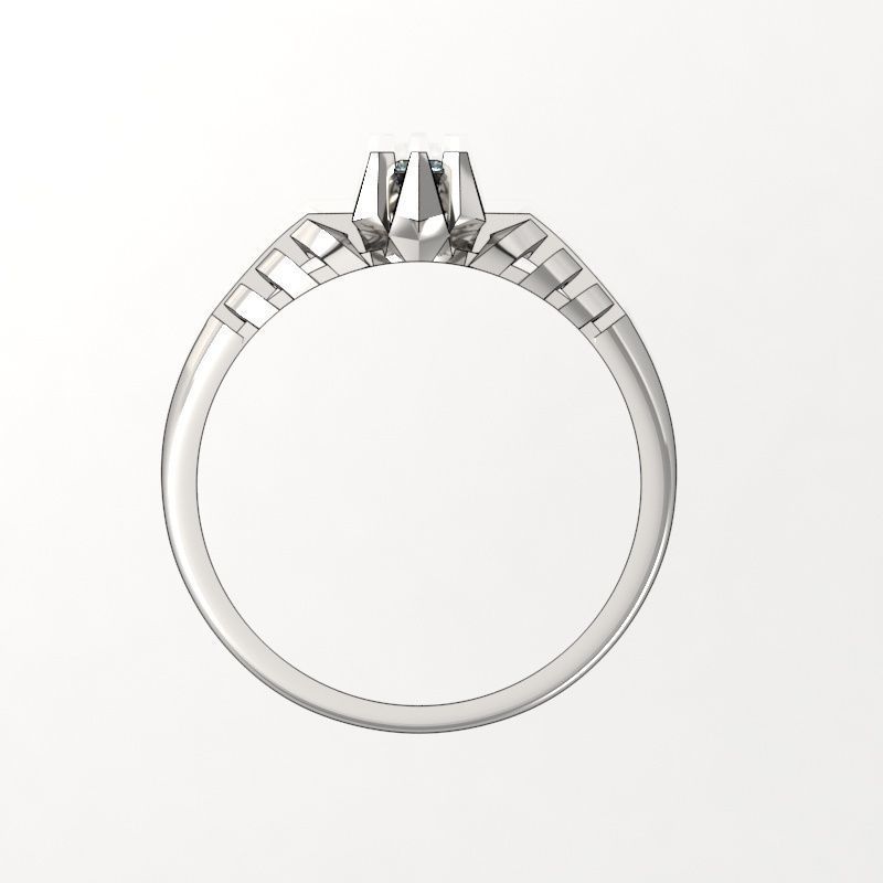 ring-111 silver ring with diamond in center 3D print model_4