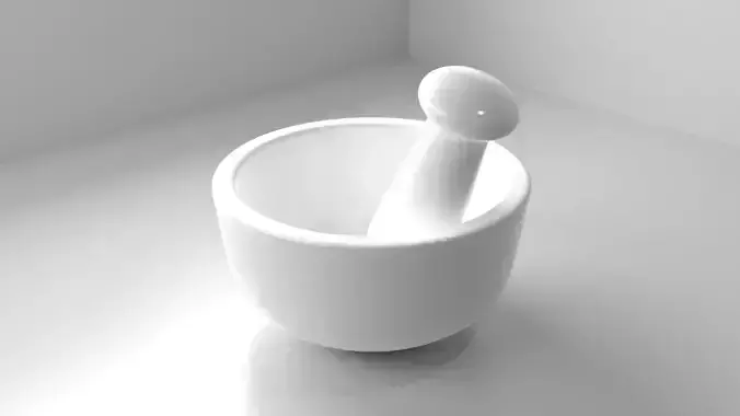 Ceramic Laboratory Mortar and Pestle 21 3D model