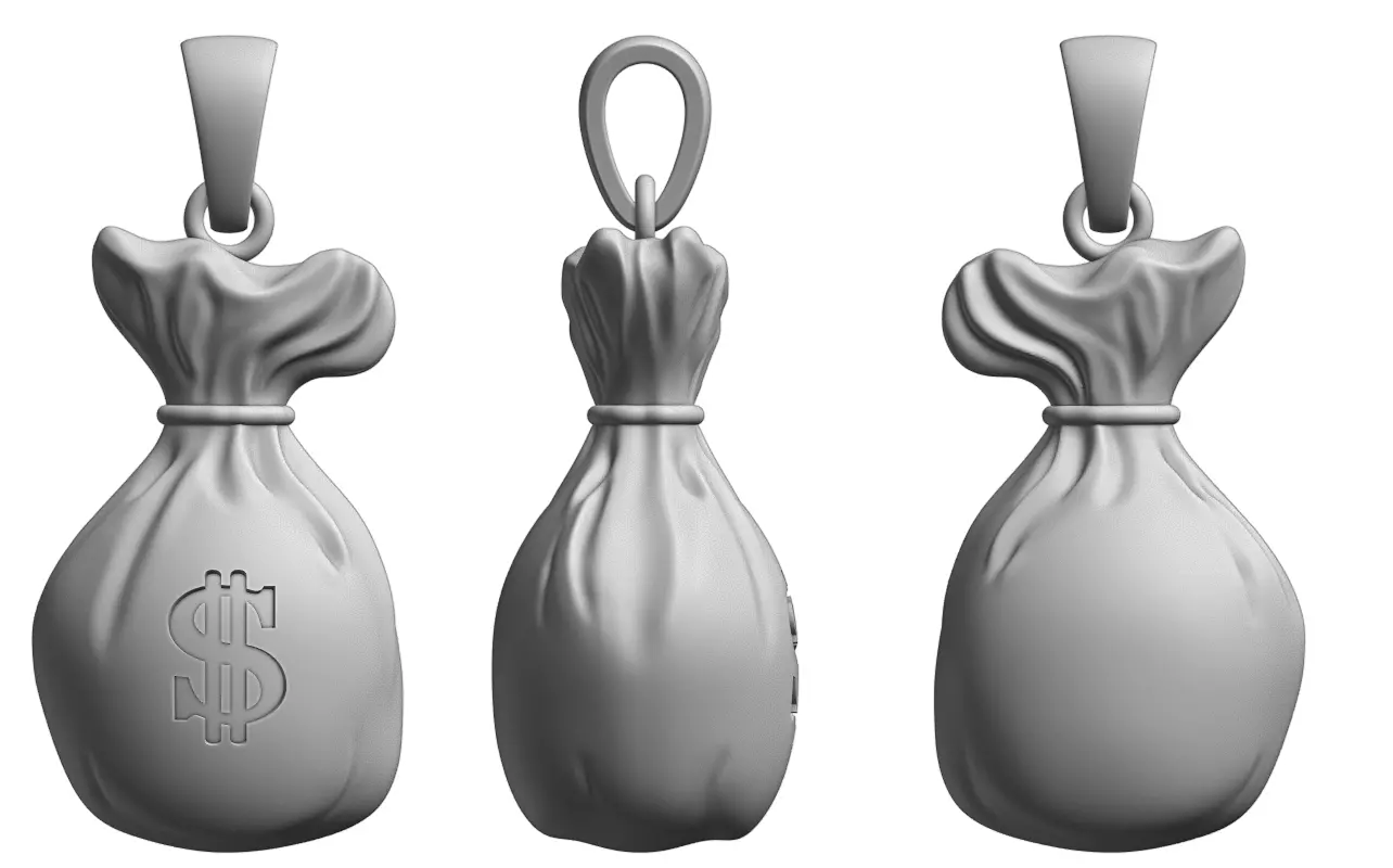 money bag pendant 3D print model_0