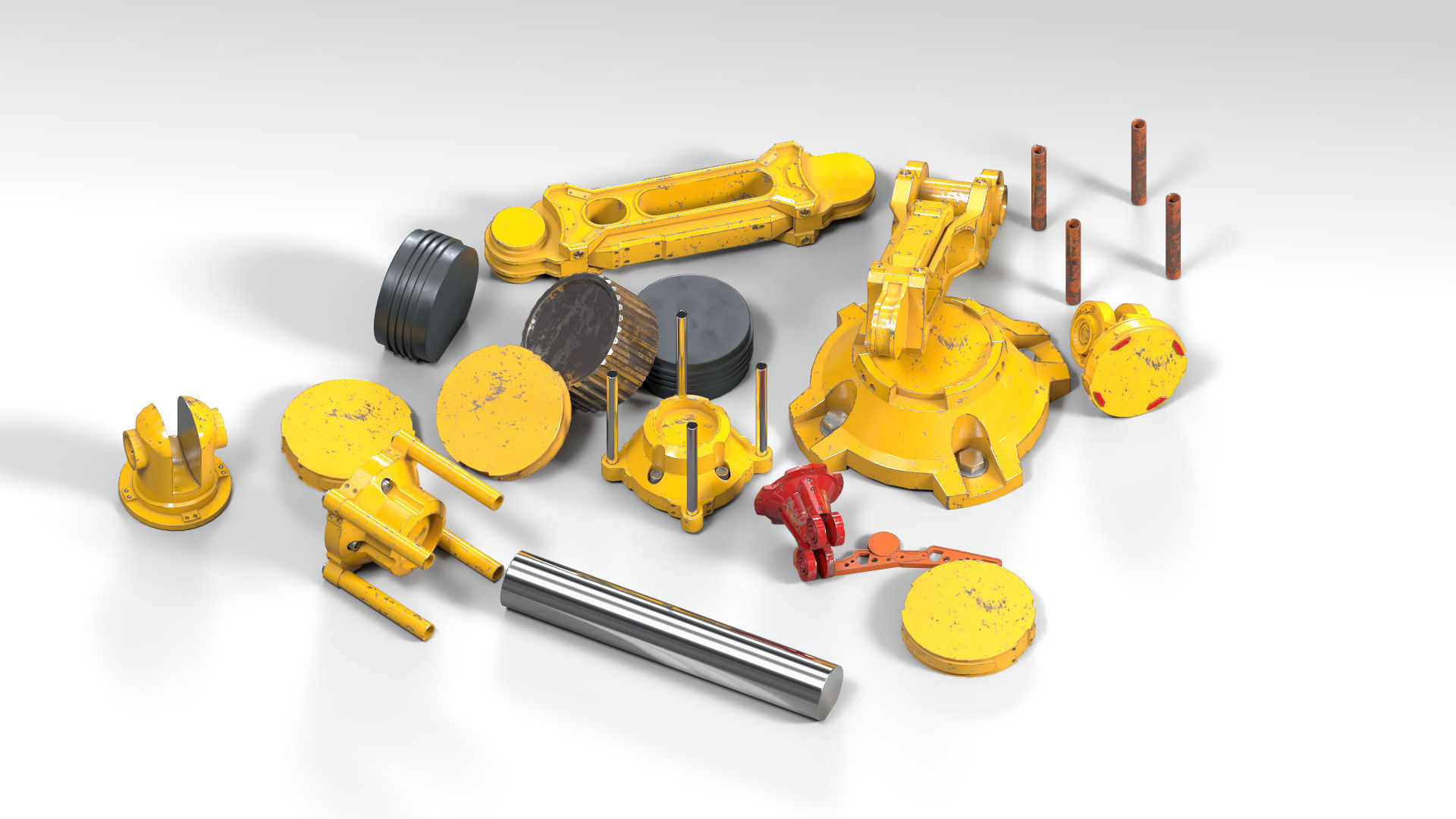 Robotic Arm PBR Rigged Low-poly 3D model_7